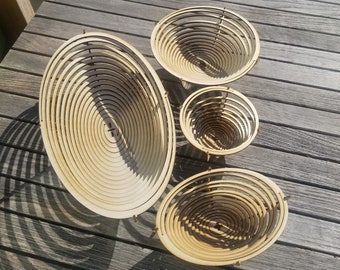 Quad Combo Pack:  4 Spiral Basket Design Files, Small (Round and Oval), Large (Round and Oval).  Perfect for Glowforge. Save Big!!!!