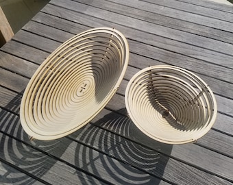 Dual Spiral Basket Laser Cut File, Round and Oval (SVG)