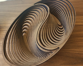 Ying-Yang Oval Stacked Basket Laser Cut File (SVG, PDF, DXF)