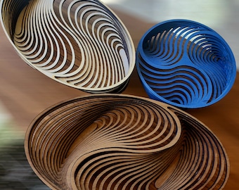 Ying-Yang Stacked Basket Laser Files: 3 Unique Designs (SVG, PDF, DXF)