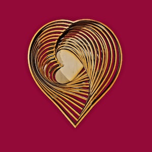 積み重ねられたハートのバスケットのデザイン、SVG デザイン ファイル。レーザー対応 (SVG) ファイル。Glowforge またはその他のレーザー CNC