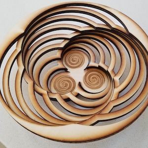 バンドル: 6 つの積み重ねられた円形レーザーカット バスケット デザイン ファイル。SVG 形式。Glowforge/レーザー対応。6 つのユニークなデザインと彫刻オプション。