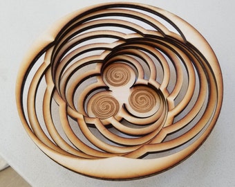 Bundle: 6 Stacked Round Laser Cut Basket Design Files.   SVG Format.  Glowforge / Laser Ready.  6 Unique Designs Plus Engraving Options.
