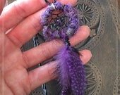 Necklace Dream catcher purple with amethyst dreamcatcher boho hippie