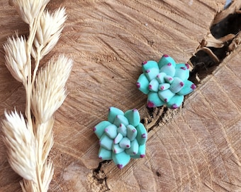 Succulent stud earrings, Mint Succulent Earrings, Women gift, Polymer clay succulent, Green Flower Earrings, Wedding Succulent,  AVAILABLE