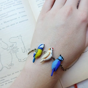 Little birds polymer clay bracelet jewelry image 1