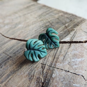 Monstera, Polymer clay earrings, Monstera earrings, Tropical plants, Plant earrings, Palm leaf, Leaf earrings, Monstera jewelry