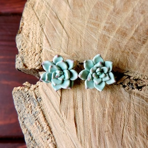 Sukkulenten Ohrstecker, Mint Sukkulenten Ohrringe, Frauen Geschenk, Fimo Sukkulenten, grüne Blumen Ohrringe, Hochzeit Sukkulente, VERFÜGBAR