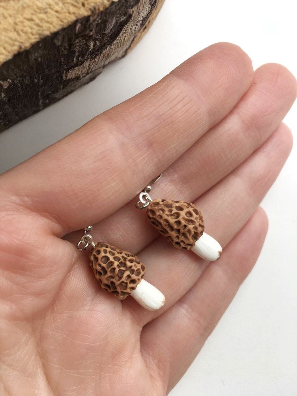 Mushroom Earrings Morel Mushroom Earrings Morel Jewelry Etsy