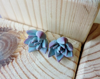 Pendientes de suculentas de menta, Pendientes de arcilla polimérica, Pendientes de cactus, Joyas de suculentas, Joyas de arcilla polimérica, Poste para pendientes de plantas,