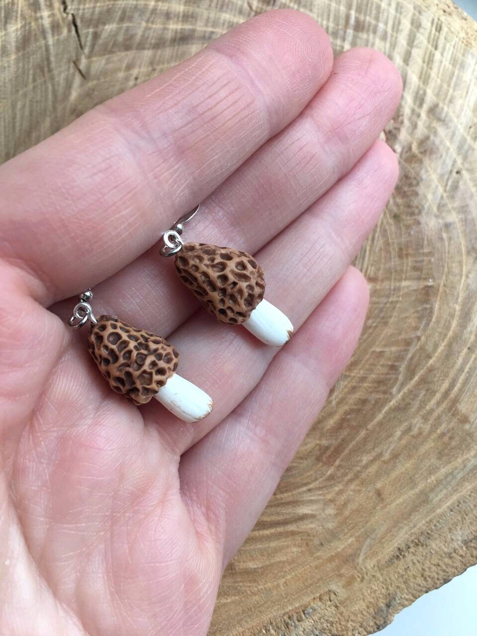 Mushroom Earrings Morel Mushroom Earrings Morel Jewelry Etsy