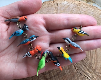 Handmade Polymer Clay Bird Necklace – Colorful Nature Jewelry