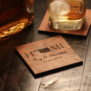 Personalized Wedding Coaster Gift Set, Anniversary coasters, Memorbilia coaster, Wooden coaster, Couples coaster - Naked Wood Works