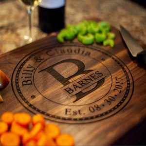 wedding gifts for the couple Cutting Board Walnut and Maple, Personalized Kitchen Decor