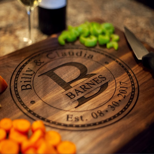 Anniversary Gift or Wedding Gift  - Personalized Cutting Board Wood - Charcuterie Board - Bride Gift - Coasters - Serving board - Wine Glass