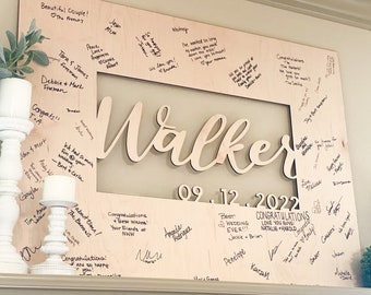 Custom Wedding Signature Board, Personalized 3D Guest Book Alternative, Laser Cut Name Sign, Reception Decor, Unique Wedding Gift