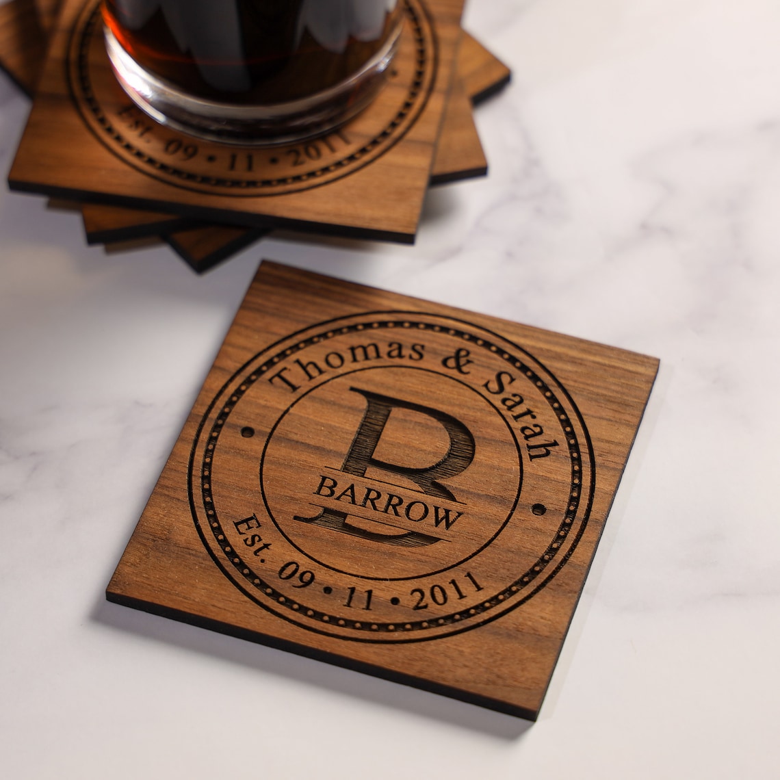 Personalized Wedding Coaster Gift Set Anniversary Coasters Etsy