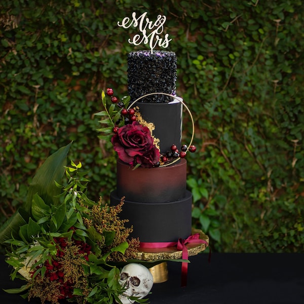 Décoration pour gâteau de mariage, décoration personnalisée en bois de Mr et Mme découpée au laser