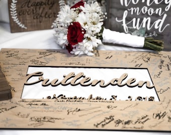 Wedding Guest Book Alternative - 3D Guestbook Sign for Wedding Signatures -  Laser Cut your Names and dates on wood! by Naked Wood Works