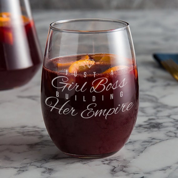 girl boss wine glass
