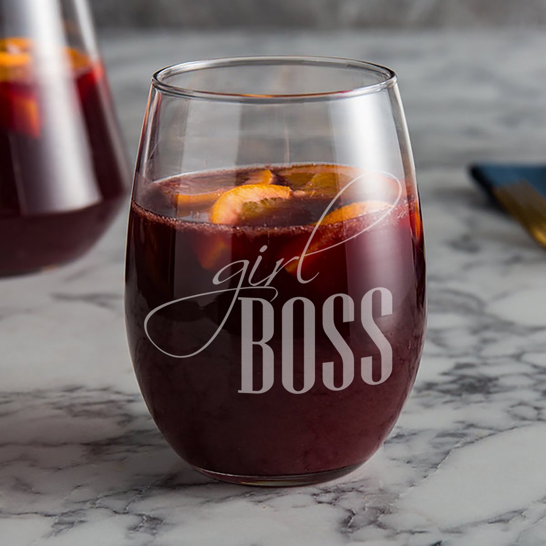 Girl Boss Stemless Wine Glass Gift for Her the Perfect Birthday or