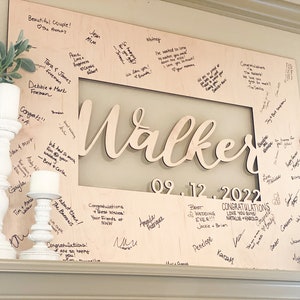 Wedding Guest Book Board, 3D Name Cutout for Wedding Signatures, Ready-to-Hang Wall Art
