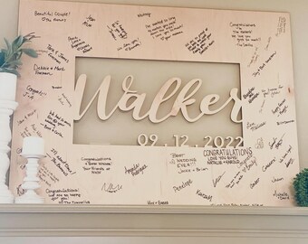 Wedding Guest Book Sign, 3D Laser Cut Names and Date, Personalized Reception Decor, Custom Signature Board, Alternative Guest Book