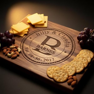 Personalized Cutting Board with Custom Names, Walnut Kitchen Decor