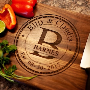 Personalized Cutting Board For Anniversary Gift or Wedding Gift - Custom Engraved - Wedding Anniversary Gift for Couple - Naked Wood Works