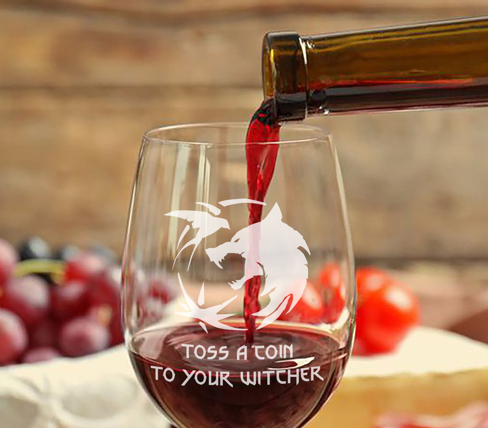 Large Wine Glass with Witcher Inspired Design