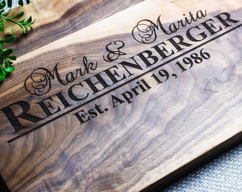 Personalized Wedding Gift or Anniversary Gift - Custom engraved cutting board the perfect Bridal Shower Gift - Naked Wood Works