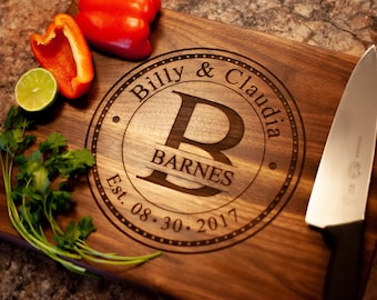 Christmas Gift - Personalized Cutting Board For Anniversary Gift or Wedding Gift - Custom Engraved - Wedding Anniversary Gift for couple