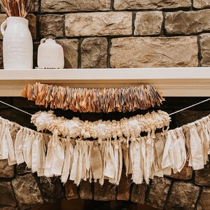 POM POM Garland, Pompom Yarn Garland, Mantle Decor, Neutral Pom Poms, Wedding Decor, Bridal Decor, Party Decor, Nursery Decor
