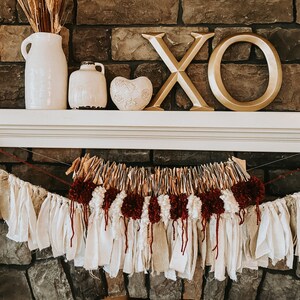 Red & White Pom Pom Garland, Valentine Garland, Wedding Garland, Red and White Garland, Christmas Garland