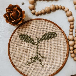 Embroidered Seedling | Embroidered Artwork | Handstitched | Handmade Artwork