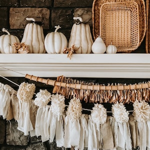 POM POM Garland, Pompom Cream Garland, Christmas Garland, Large Pom Poms, Wedding Decor, Bridal Decor, Party Decor, Nursery Decor