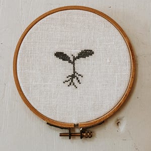 Embroidered Seedling | Embroidered Artwork | Handstitched | Handmade Artwork
