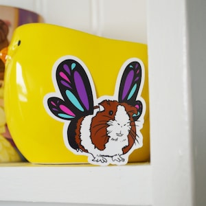 NEW SIZE - Social Butterfly Guinea Pig Vinyl Sticker, Large