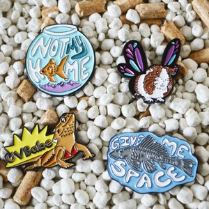 Set of 4 Specialty Pet Care Enamel Pins & Matching Stickers