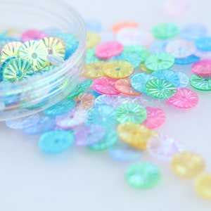 Shiny Transparent Watercolor Starburst/Sunburst Indented Wheel Flat 5mm Sequins