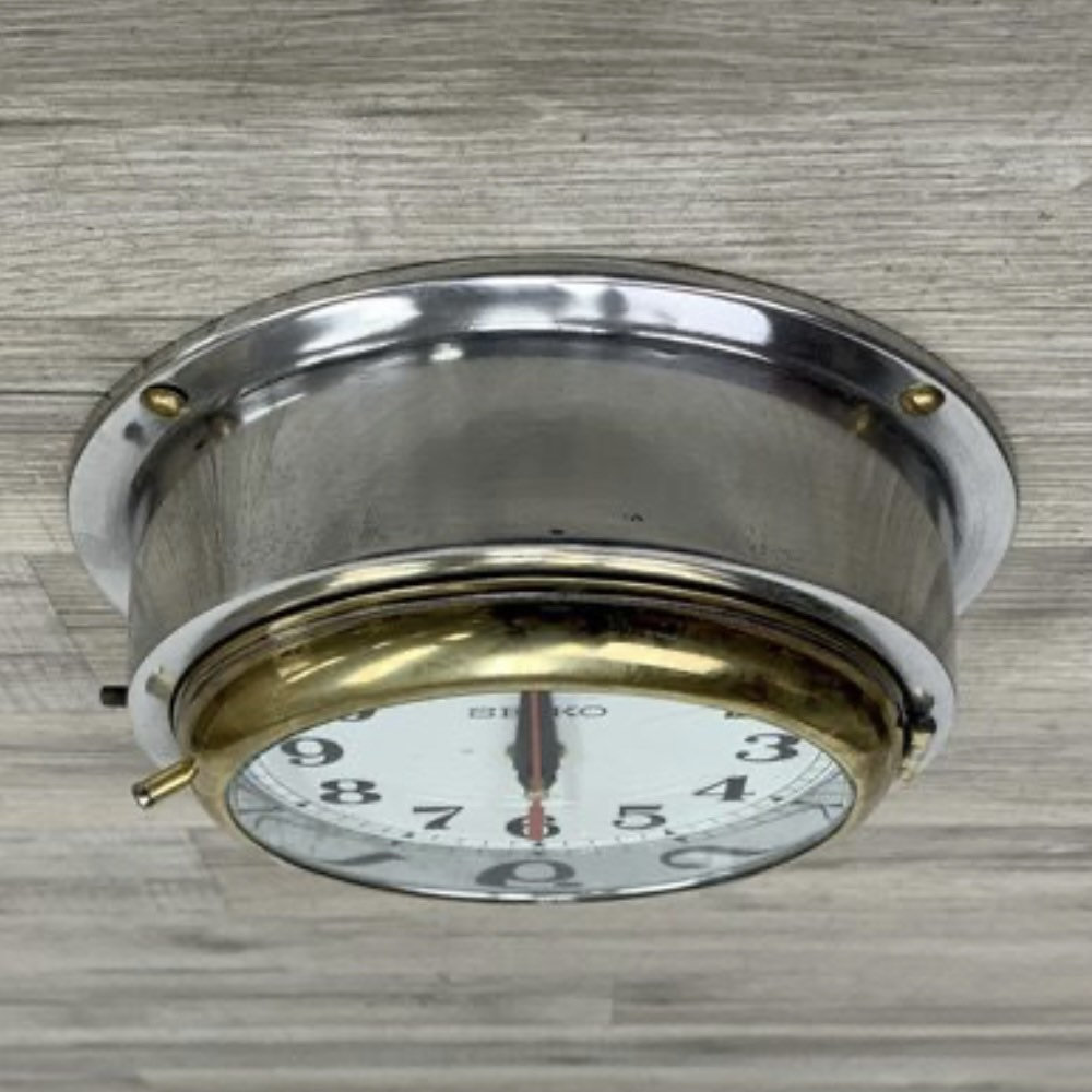Stainless Steel Seiko Nautical Wall Clock With Brass Accents Etsy
