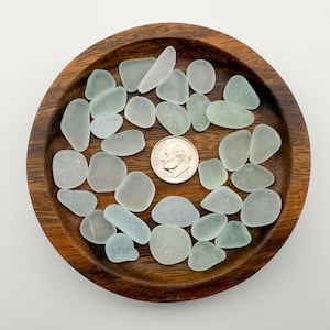 Aqua Blue White Sea Glass | 30 Pieces | Beautiful Ocean Tumbled Beach Glass | Collectible Jewelry Art | 4033