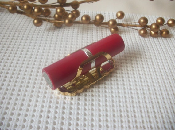 Gold Tone Colorful Cloisonne Lipstick Holder With… - image 2