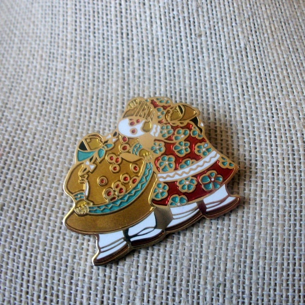 Vintage Barbara Lavallee Native Figural Cloisonne Brooch Pin 40120