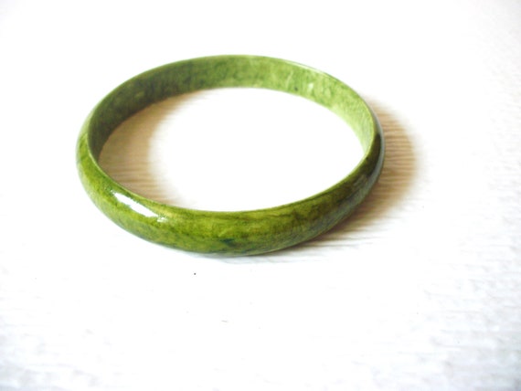 Retro Olive Green Marbleized Plastic Bangle Brace… - image 3