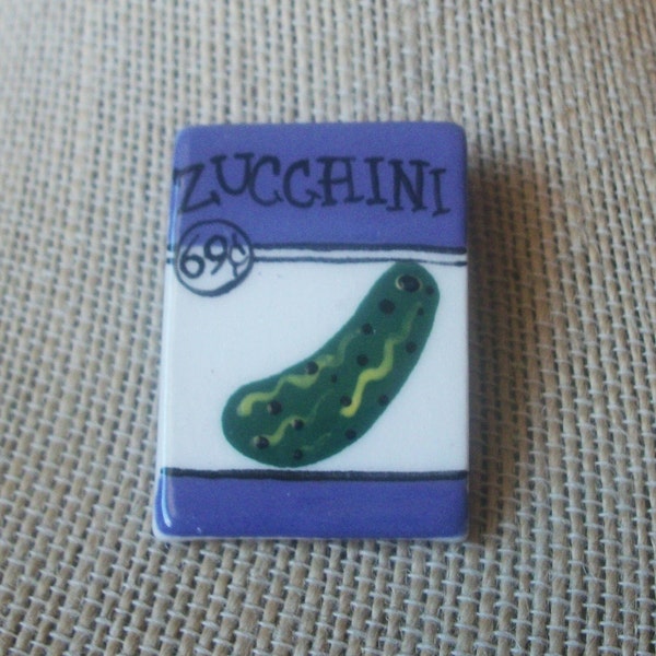 Hand Crafted Farmer Friend Zucchini Glazed Ceramic, Brooch Pin 022721