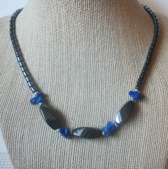 Vintage Necklace, 16" Long Hematite 41520 - image 1