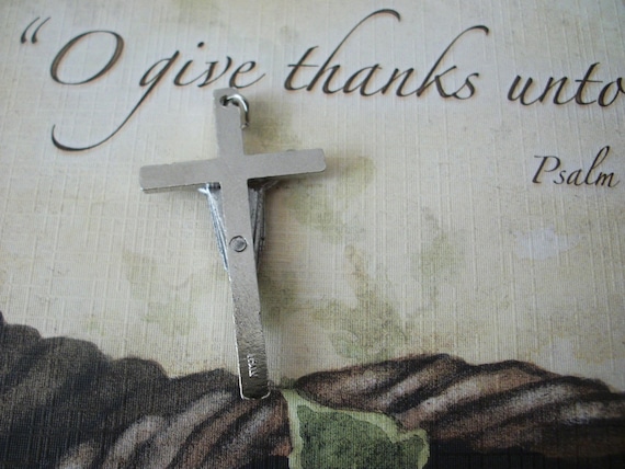 Vintage Jewelry Signed ITALY Silver Crucifix Pend… - image 2