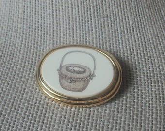 Vintage Jewelry Signed Barlow Nantucket Basket Gold Tone Brooch Pin 70118 Gift For Her Wife
