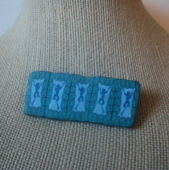 Vintage Jewelry, Hand Crafted Blue Clay Resin, Pr… - image 1
